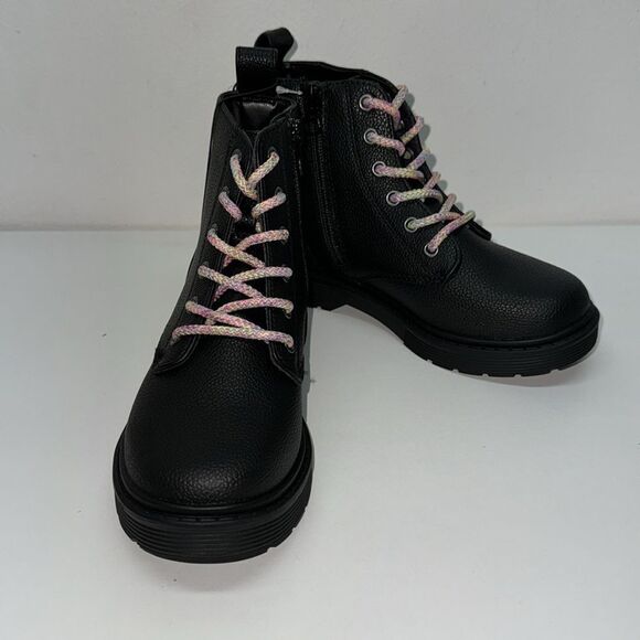 🔥 Art class girl kids Zoe boot Sz 13  Zoe Zipper Lace-Up Combat Boots - Black - Picture 3 of 5